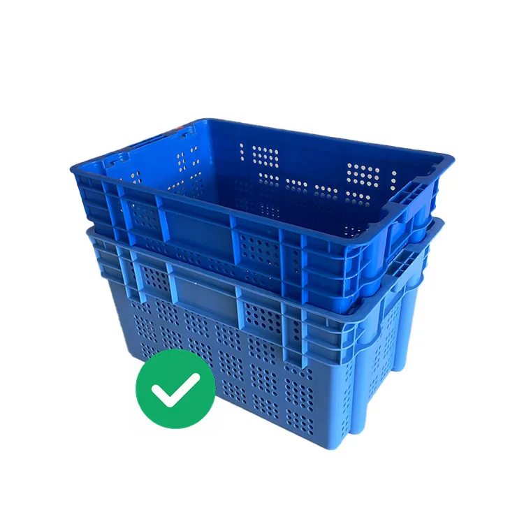 Heavy duty large vented food grade pallet crates plastic folding fruit bins for sale