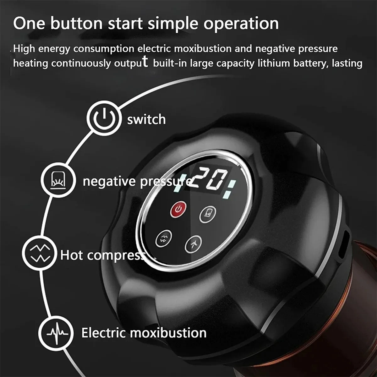 New design 12 Levels Eelectricity moxibustion Vacuum Cupping Intelligent Breathing Negative Pressure Massager  (Multicolor)