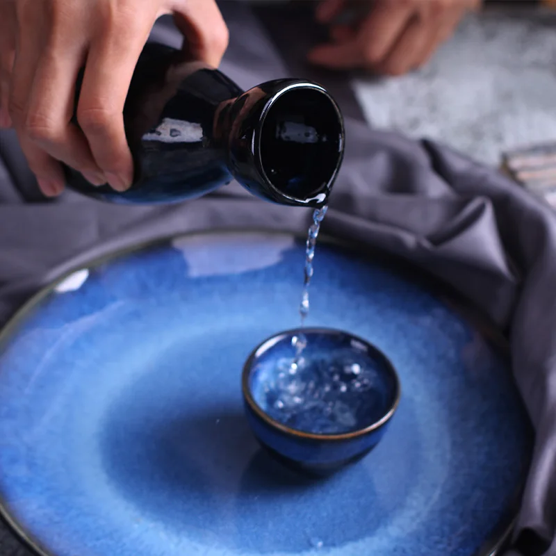 
Creative porcelain reactive japanese sake set wine pot saki set japan sake cup 
