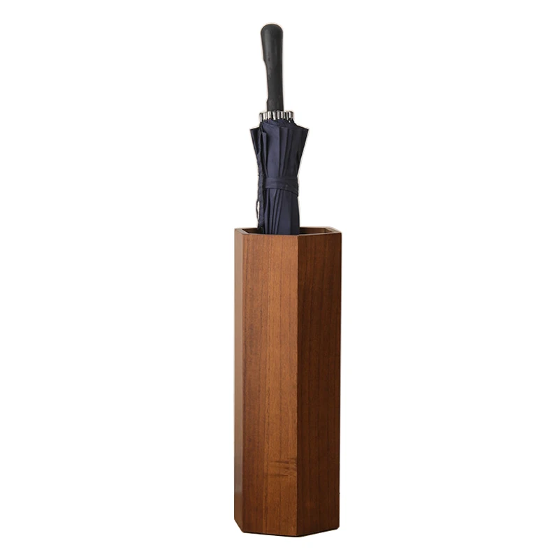 Wooden Square Umbrella Holder Free Standing Wood Umbrella Organizer Umbrella Bucket Canes Walking Sticks Rack