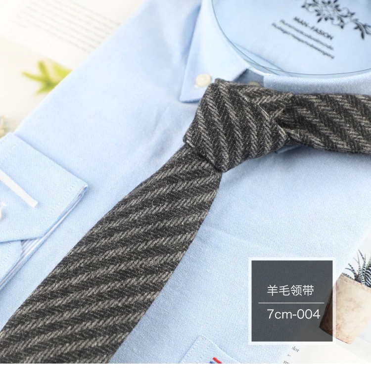 Модные Шерстяные Галстуки для мужчин, обтягивающие однотонные повседневные Галстуки, тонкий полосатый галстук для свадьбы, подарок, костюм, галстук, аксессуары