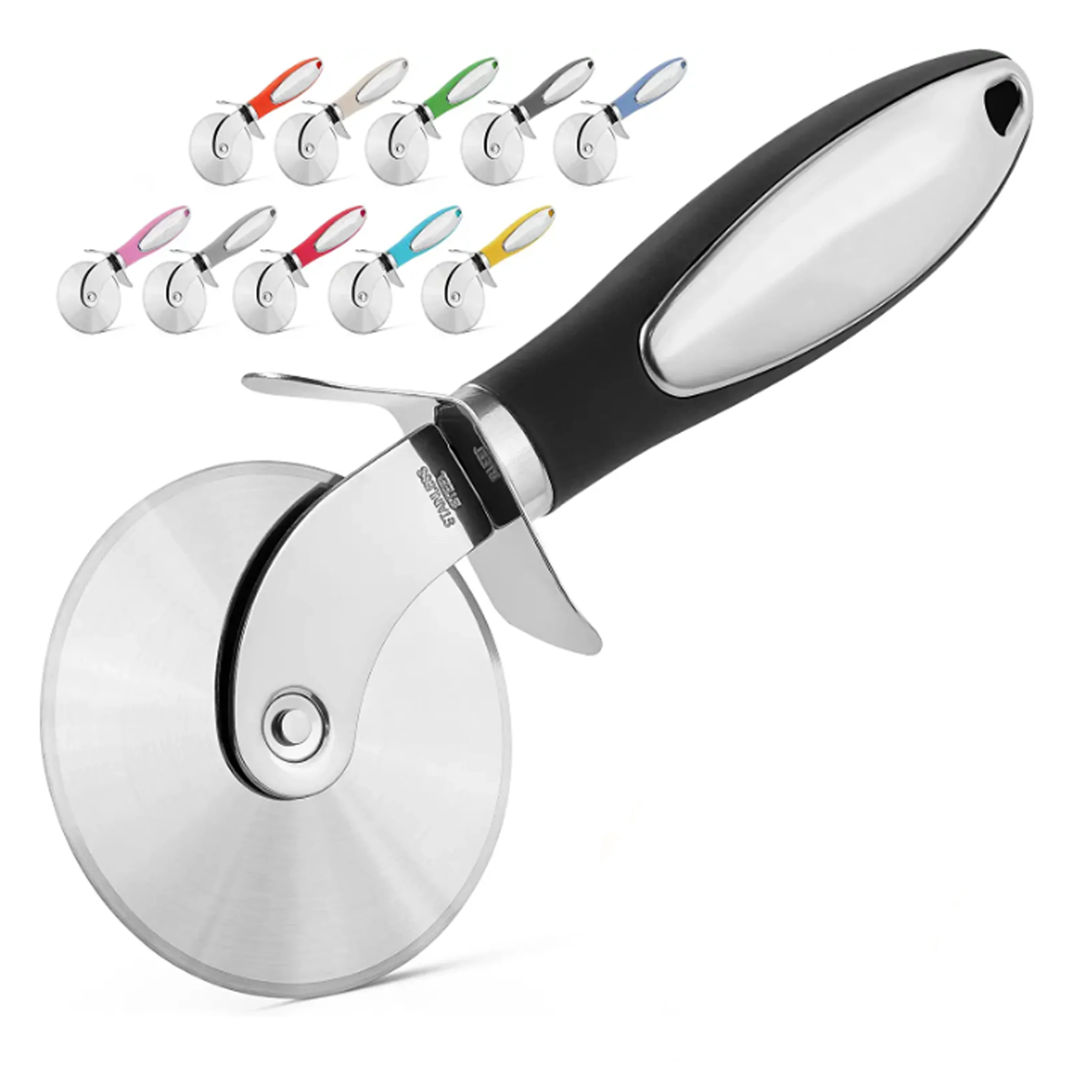Built-in Protective Guard Pizza Cutter Wheel With Non Slip Ergonomic Handle