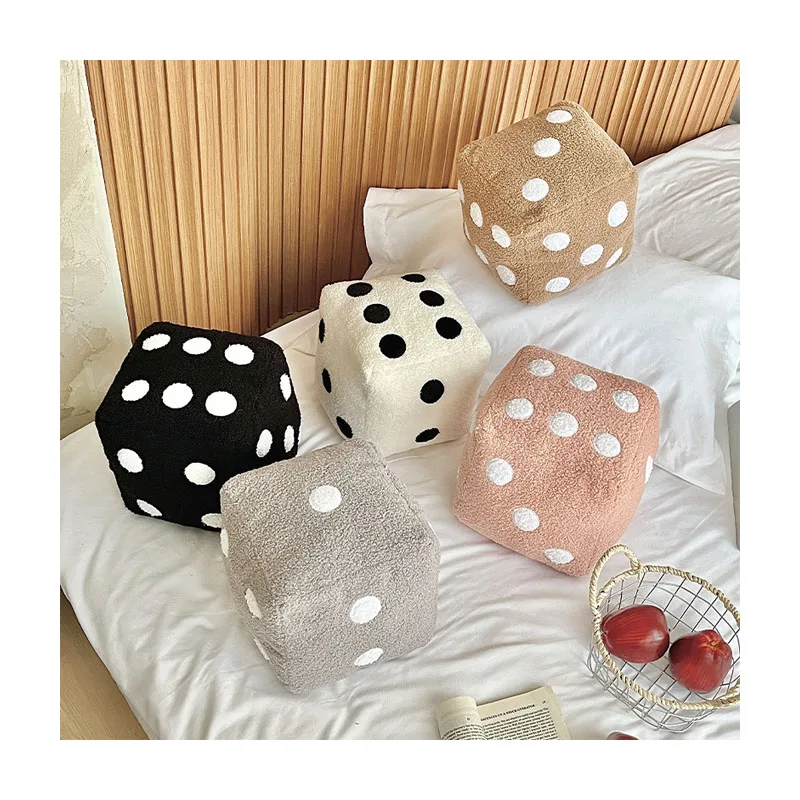 Sherpa Cubic Embroidered Dice Shape Decorative Pillows Woven Geometric Comfortable Decorative Cushions