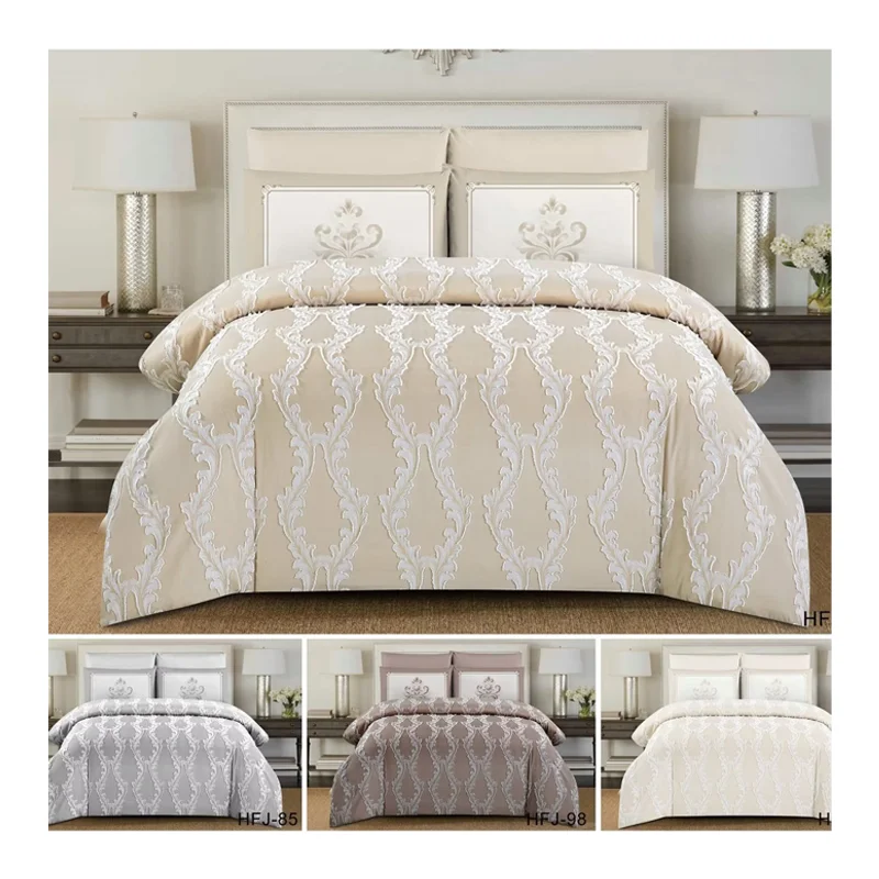 Factory cut Flowers Microfiber jacquard Duvet cover bed linen