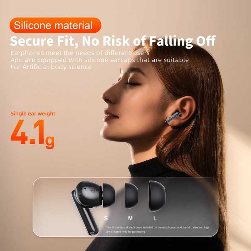 E50 Four-Microphone ENC TWS Headphone Wireless Earphone Earbud Gaming In-Ear Headphones Earphone Blue tooth Earphone