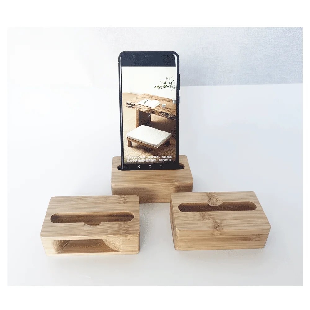 Mini Wooden Bamboo Speaker Wood Portable Speakers Cell Phone Holder Loudspeaker Car Play Holder