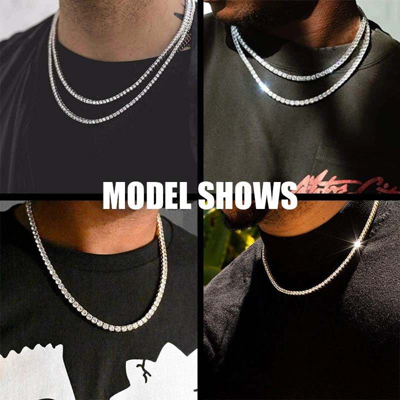 Pass Diamond Tester 925 Silver Hip Hop Gold Plated Fine Jewelry Necklaces Moissanite Tennis Chains Bling Iced Out GRA Certified
