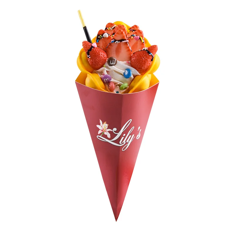 Bubble Waffle Holder Style Ice Cream Box Packing Cone Packaging Hong Kong Egg Crepe Packaging