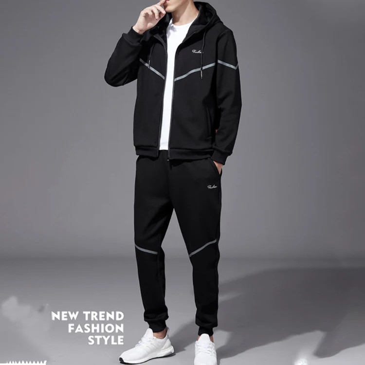 Men Outdoor Jogging Running And Training Sweater Sudadera Two Piece Sports And Leisure Outer Suit Mens Hooded Sportswear