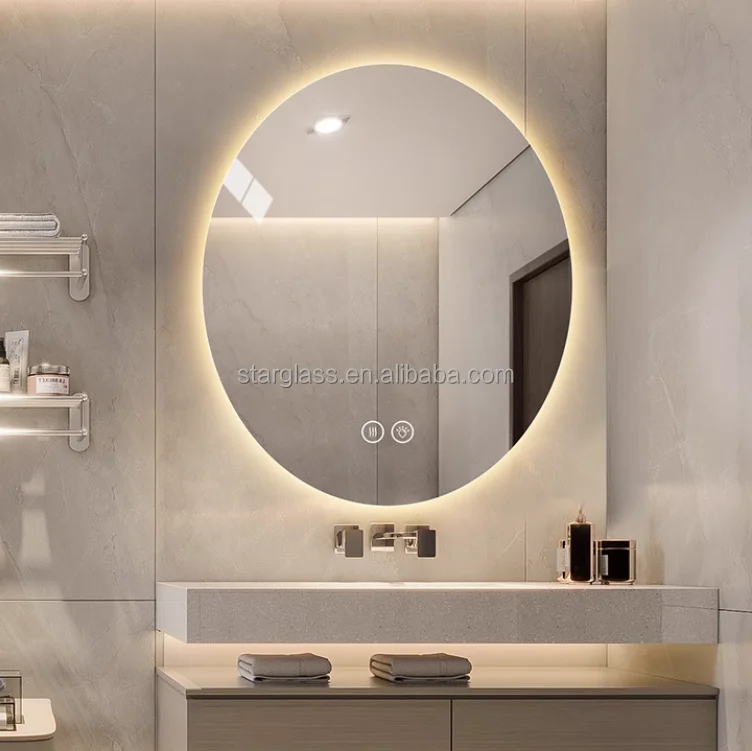 OEM/ODM Lighted Bath Mirrors Toilet Wall Dimming Defogger Oval Bathroom Led Mirror WITH LIGHT