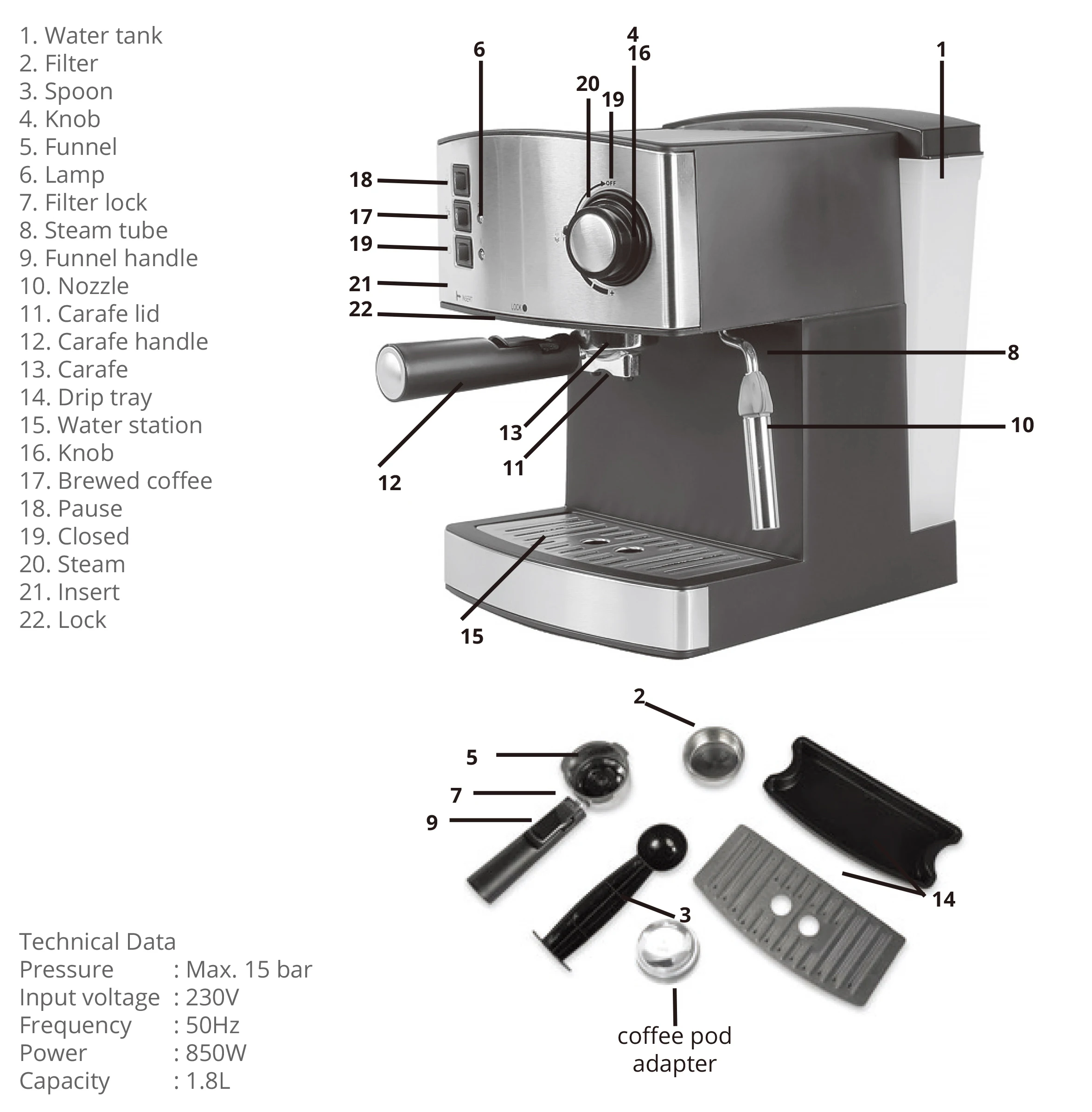 Stainless Steel Coffeehouse Cappuccino Italian Coffee Machine Espresso Maker