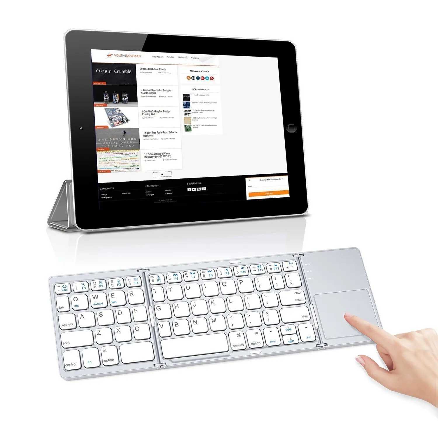 Soft Dual Mode Azerty 2.4Ghz  Slim Light Mini  Wireless Mobile Bluetooth Foldable Keyboard With Touchpad For Leaptop