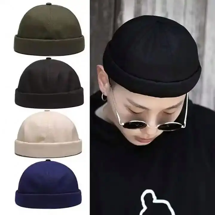 Wholesale With Hat Band Fashion Hats For Men Designer Brimless Caps Cap Male