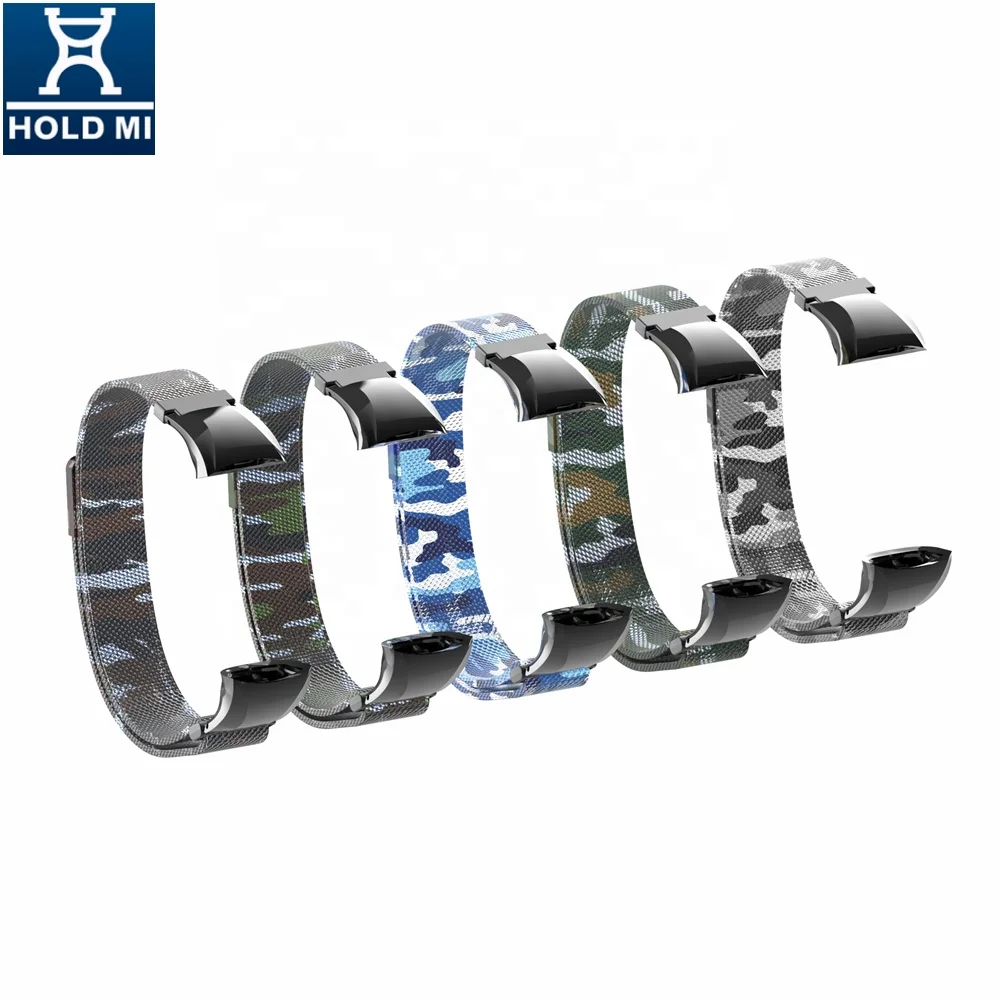 Customized HOLDMI 7084 series Green Camouflage color SS milanese strap band for HUAWEI band 4