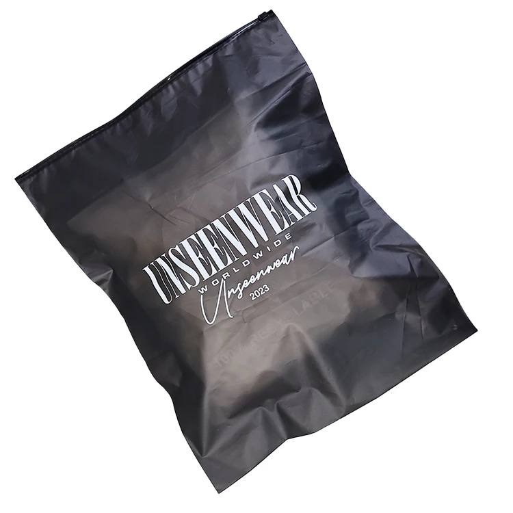 OEM Custom Matte/Frosted EVA Zipper Bag T Shirt Swimwear Packing Zip Lock Clothing Bags With Logo