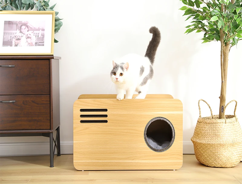 2020 Newest Design Home Modern Style  Cat House Scratcher Wooden Cat Furniture With Mat