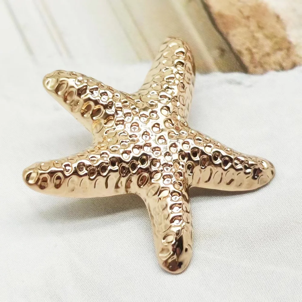 19mm  25mm  30mm Stock plain gold starfish Embellishment alloy Starfish with Shank Button wholesale for Clothes