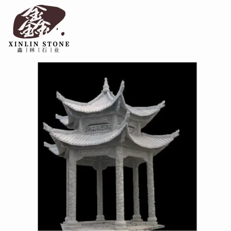 chinese pavilion Cheap New Garden stone pavilion stone carving white black gray granite marble G602 G603 G654