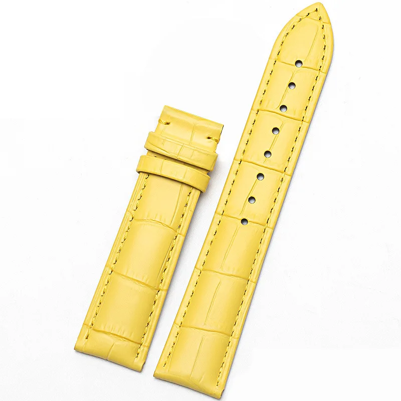 Genuine Leather Watch Band 10 12 13 14 15 16 17 18 19 20 21 22 24 Slub Grain Crocodile Pattern Calfskin Waterproof Leather Strap
