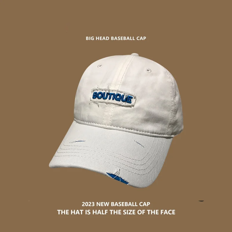 New Fashion Rough Edged Letter Baseball Cap Summer Protection Vintage Embroider Letter Adjustable Hat For Men Women