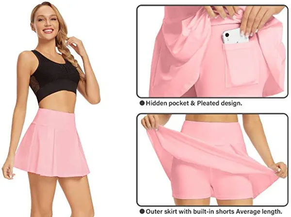 
Athletic Badminton Golf Tennis Skirt Set Shorts Wear Dress Clothes Clothing Apparel For Women Girl Ladies With Pocket 