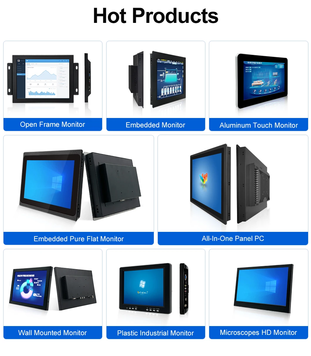 IP65 industrial display 21.5 inch Black Waterproof Wall Mount lcd tft touchscreen/non-touch industrial grade lcd monitor