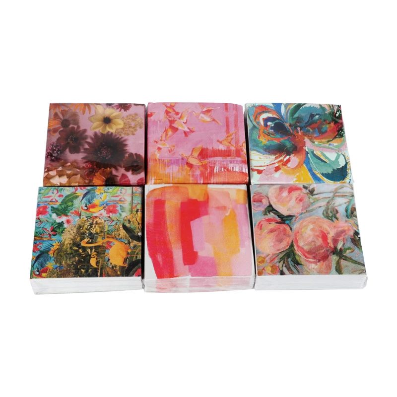 Custom Printed Paper Napkin  3ply 25*25cm party Supplies  printing  Napkins & Serviettes 1/4 fold by Machine Max 6 Colors