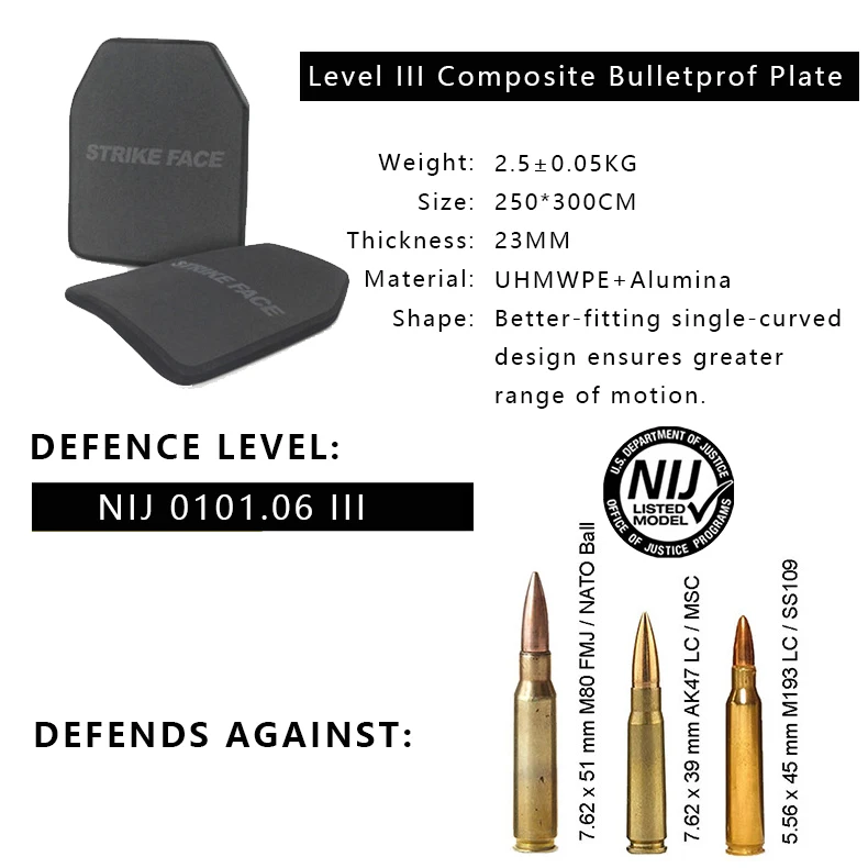 Tactical Military Bullet proof Ballistic Plates Level 4 NIJ IV III IIIA Level IV Bulletproof Ballistic Plates