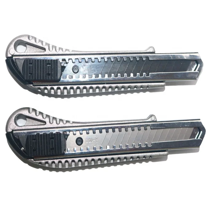 
High quality alloy handle sliding blade retractable utility knife cutter 18mm 