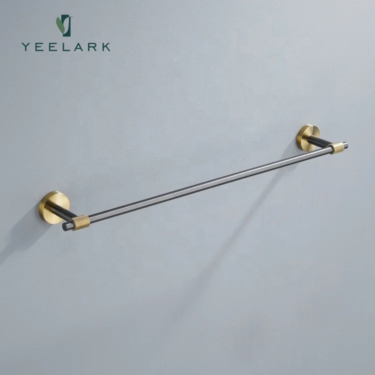 Bathroom Hand Towel Holder Wall Mount Stainless Steel 304 Matte Black Self Adhesive Single Towel Bar