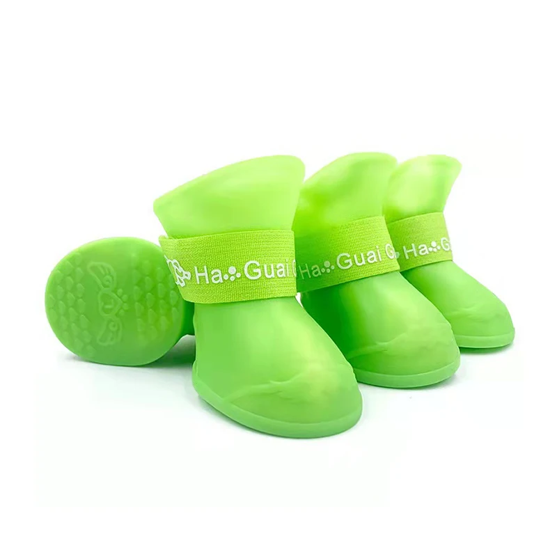 Waterproof PU Leather 4 Pcs Pet Soft Boots Shoes Reflective Dog Paw Shoes Boots for Dog Cute Popular Animals Solid Plastic Boots