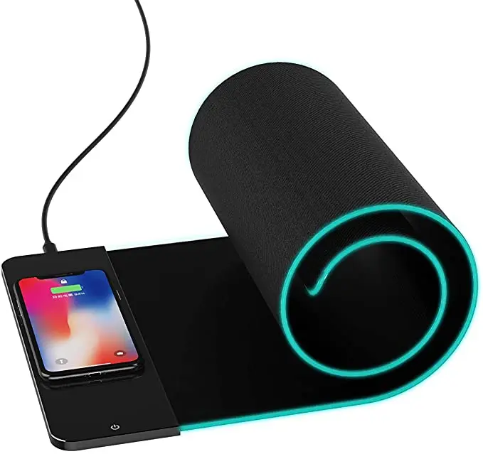 
Oem Custom Logo Black Gamer Big Large Computer Desk Rgb Led Gaming Keyboard And Mouse Pad Mats With Wireless Charger Charging 