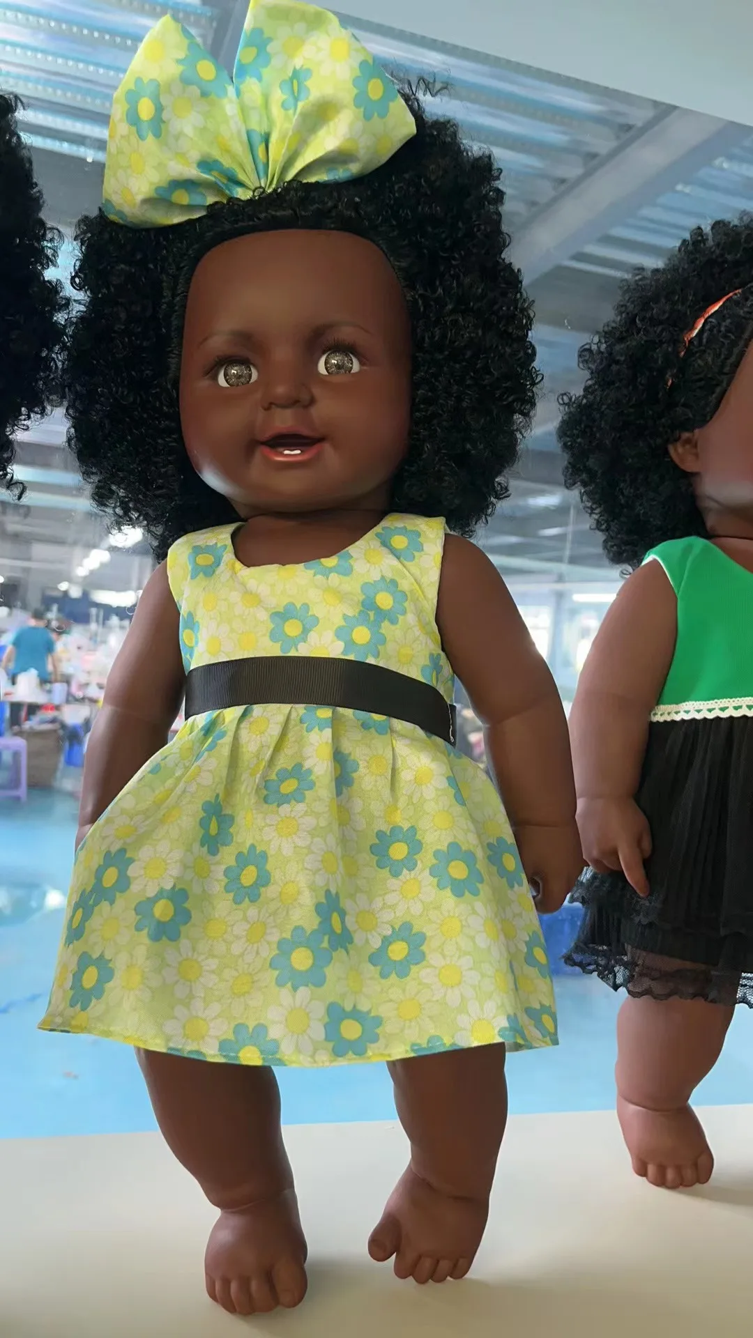 Wholesale 19inch 48cm vinyl african ponytail black baby doll new fashion dress manufacturer  in China