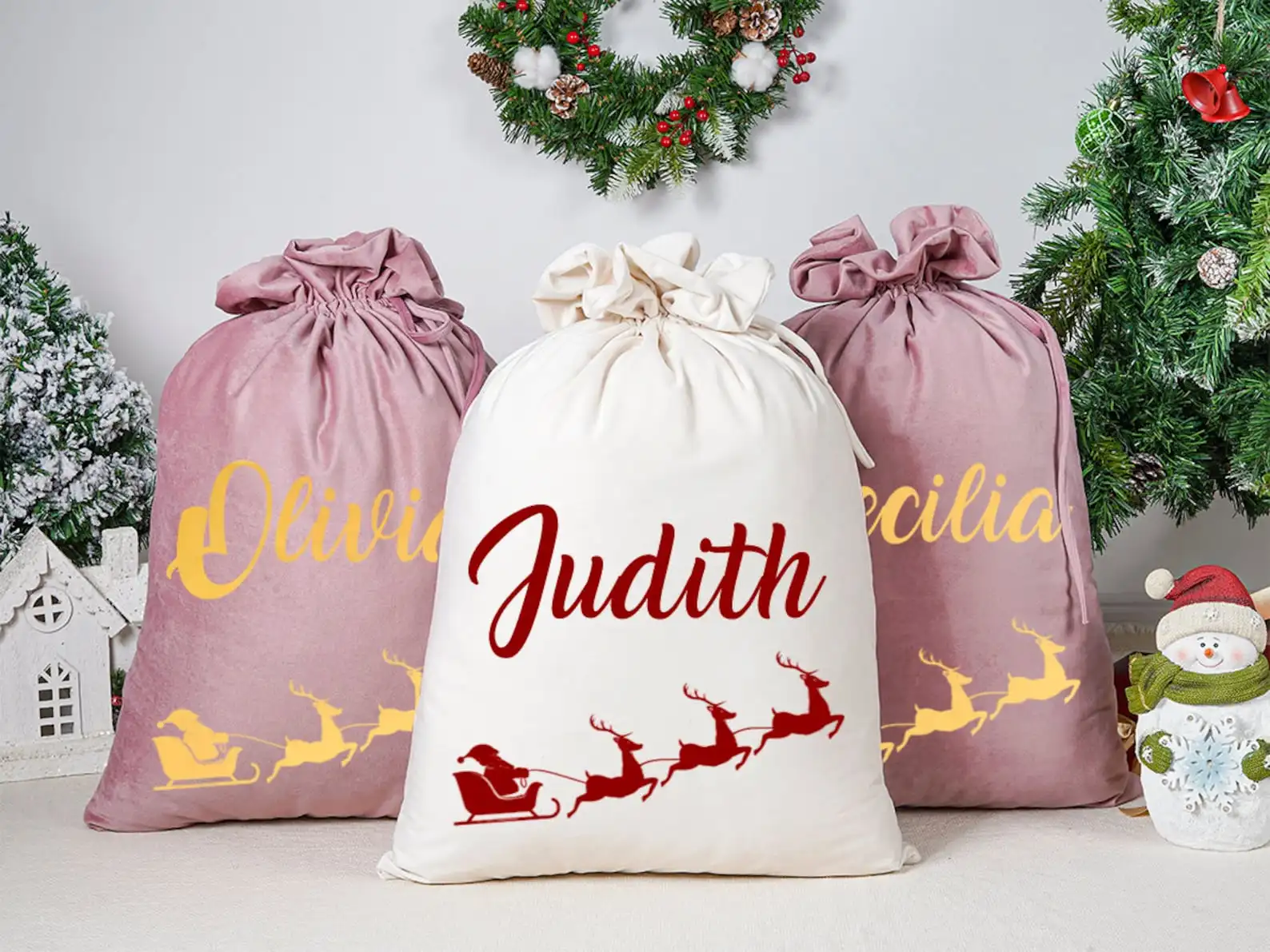 Christmas Santa bag Christmas gift bag for kids Personalised Bag for presents-Christmas