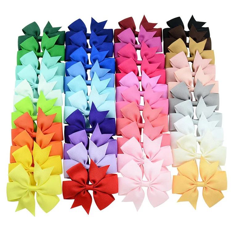 JIRIS Wholesale Children Ribbon Bow Hair Clip 3.15 Inch *3.15 Inch Grosgrain Ribbon Bow Handmade Bow For Hair Accessory