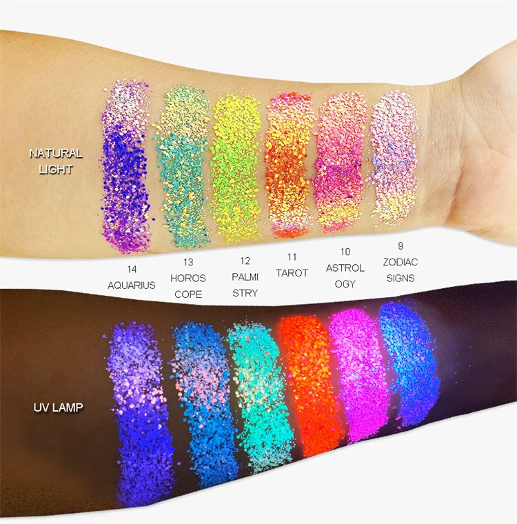 Sparkling Girls Biodegradable Light Blue Platinum Lip Gel Glitter Chunky Reflective UV Body Chameleon Glitter Gel For Kids Hair