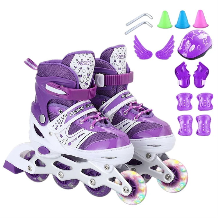 2024 Cheap Wholesale 4 Wheels Flashing Roller Skating Shoes for Boy and Girl