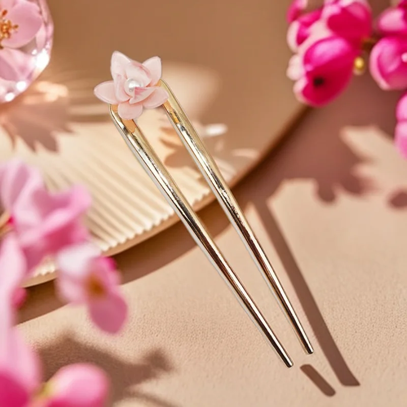 Baiyiyuan Cheap Silver Golden Lotus Flower Bowknot Decorative U Shaped Hair Pins