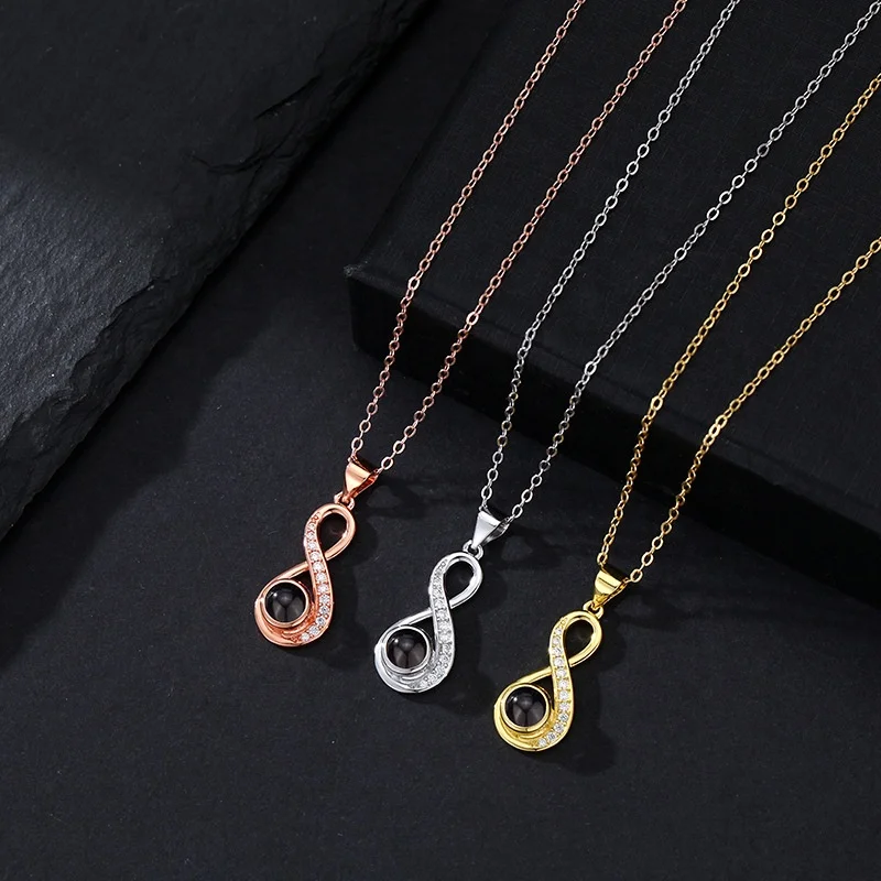 Infinity Love Personalized Photo Necklace Custom Picture Projection Necklace Shopify Jewellery Dropshipping