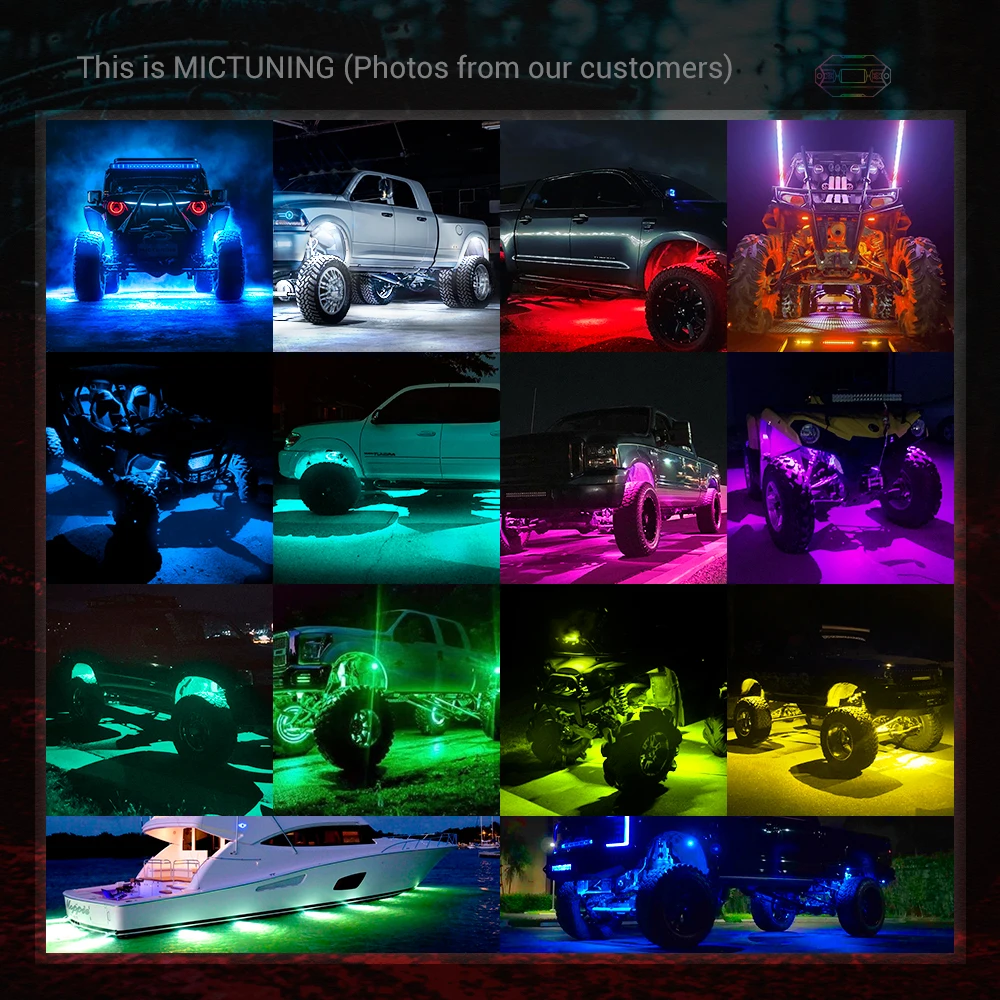 MICTUNING Q1 RGB светодио дный рок-свет-4 стручки многоцветные светящиеся неоновые огни приложение дистанционное управление для SUV ATV пикап offraod