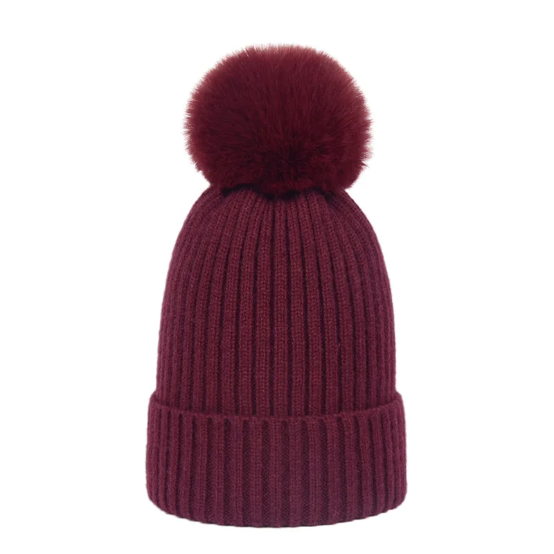 New Plain Women Winter Crochet hat  Beanies Hats With Pom