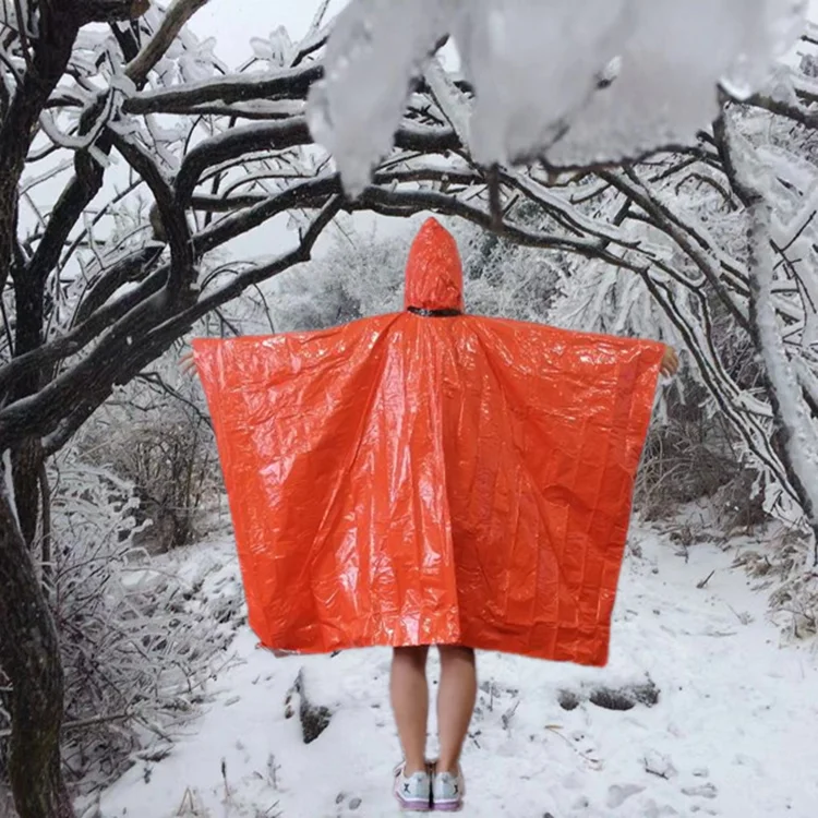 Portable Reflective First Aid Raincoat Poncho Lightweight Emergency Survival Warming Rain for Outdoor Hiking
