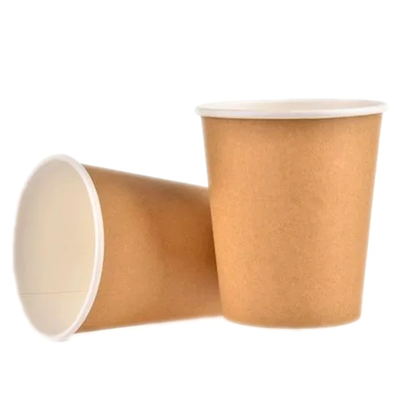 OEM ODM Custom Logo Biodegradable 4-12 Oz PE Single Wall High Quality Wholesale Kraft Paper Coffee Cups For Cold / Hot Drinks