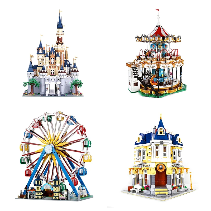 13132 11011 11006 11005 MOULD KING Blocks Ferris wheel Park+High Speed Rail+Train+Store+shopping mall toys MOC(E-ABCDE)(PA01210)