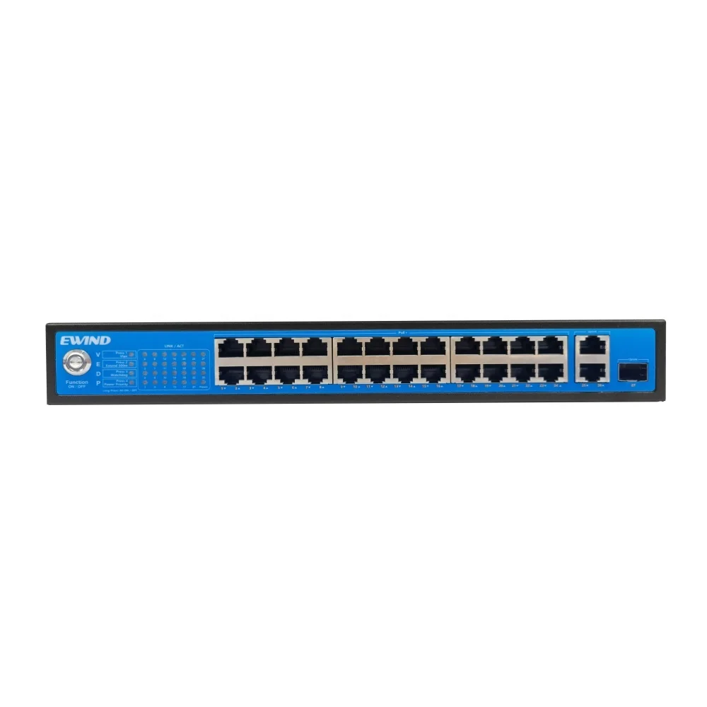 Wholesale Price 24 100M port 2 1000M Port 1 Fiber  With Watch dog Function Poe Switch