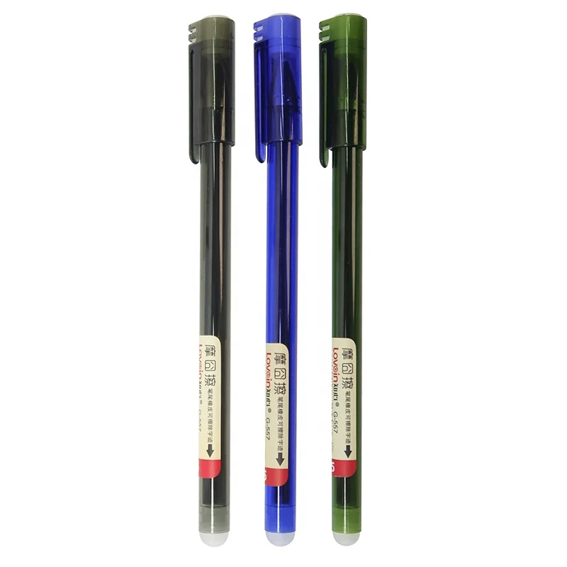 Wholesale gel Pen with Eraser 0.5mm Correct and Non-toxic G-557ER Plastic needle Pens with student Office Erasable Gel Pen