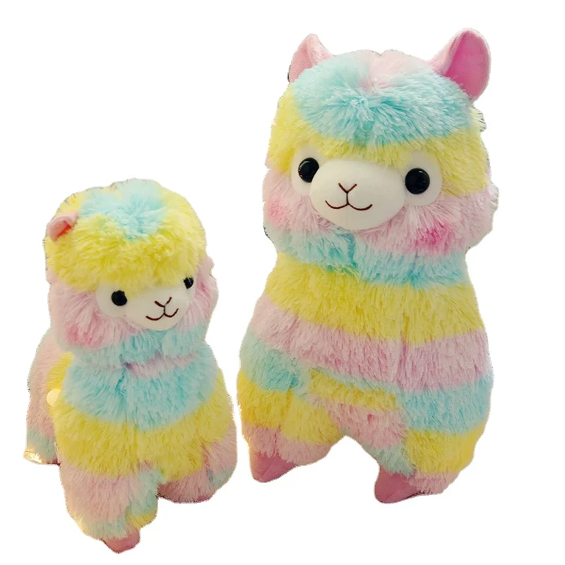 Spot cute animal rainbow alpaca plush toy color alpaca doll pillow doll plush