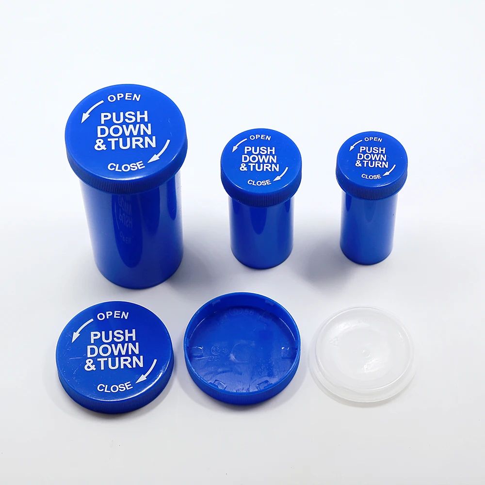 Custom size 50ml 30 ml 25ml 20ml 15ml 10ml 5 pill rx plastic childproof