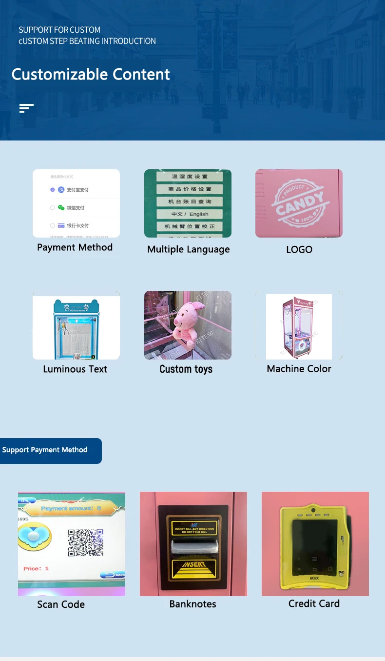 Riteng Outdoor Coin Operated Toy Crane Mini Claw Game Machine Japanese 2 Player Small Toy Mini Doll Plush Crane Claw Machine