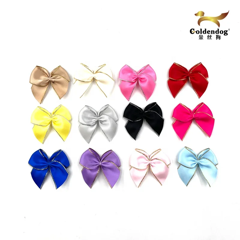Cheap factory wholesale colors handmade pre made mini satin ribbon bow for decoration